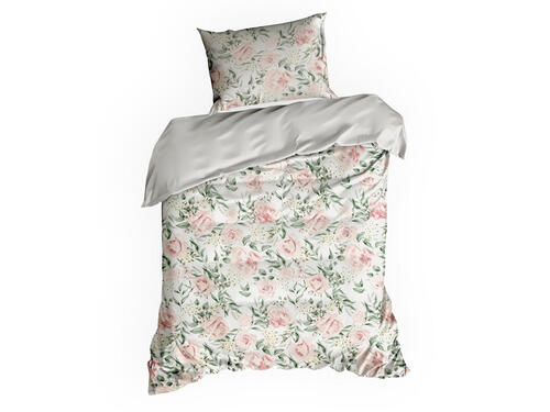Obliečky na posteľ so vzorom kvetov zo saténovej bavlny - Spring 13, prikrývka 140 x 200 cm + vankúš 70 x 80 cm